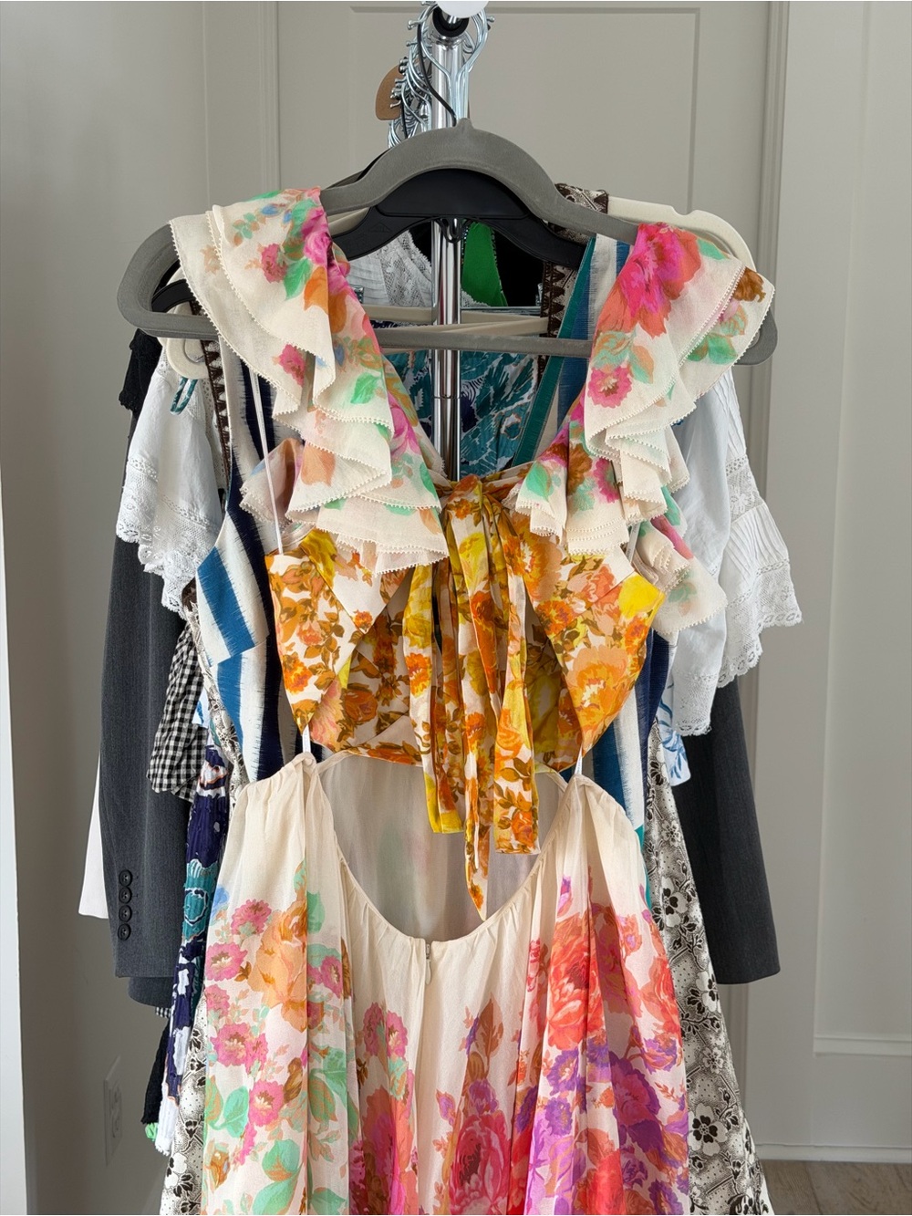 ZIMMERMANN Raie Floral Frill-Shoulder Maxi Dress - Picture 5 of 7
